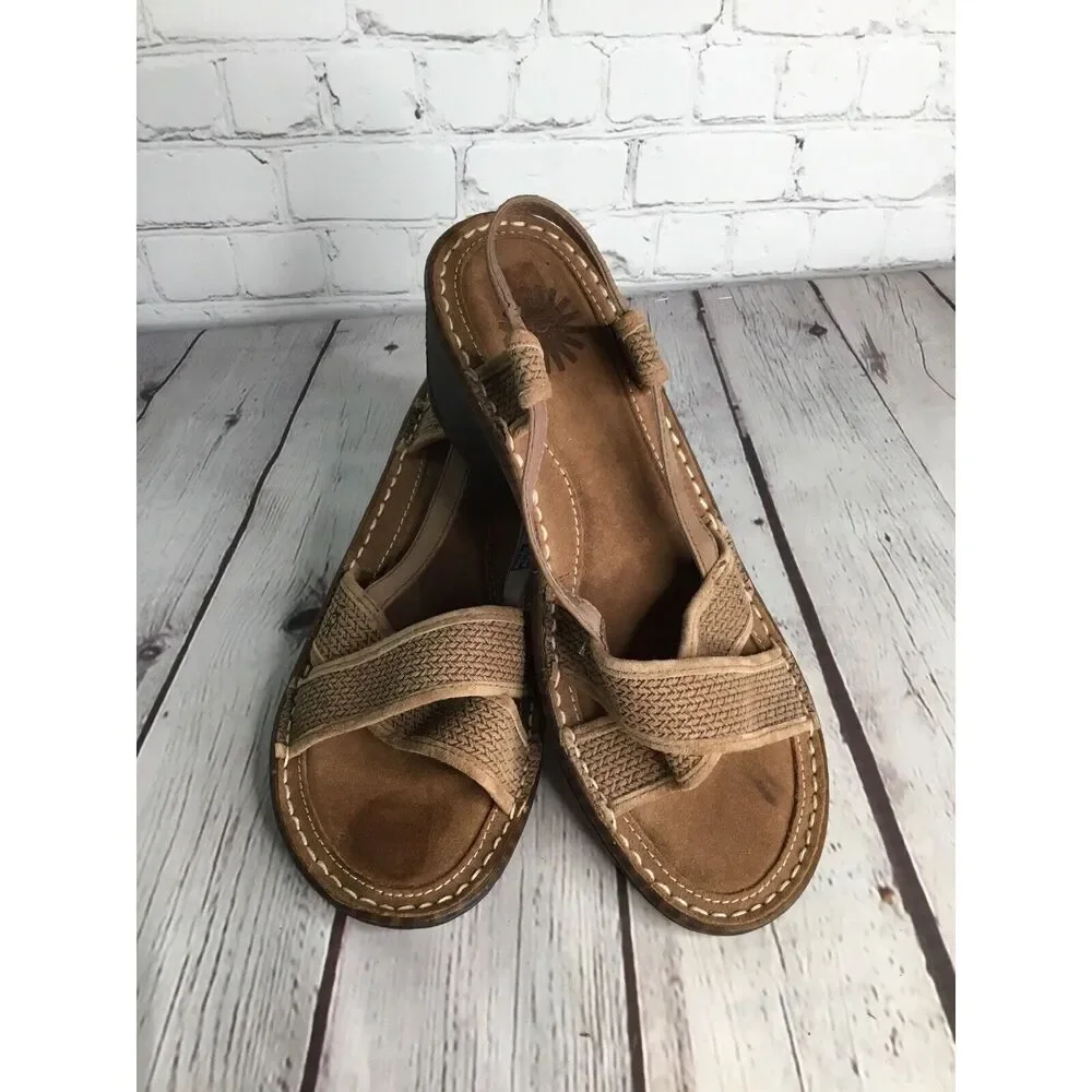 UGG Sandals Women’s  Size 9 ‎ Slingback Jute Wedge Strappy Basket Woven Neutral